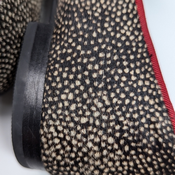 Cole Haan size 7 Calf Hair Speckled Loafers Slip On Red Trim Flats Old Money - Picture 11 of 12